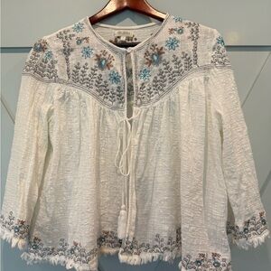 White Embroidered Women's Top